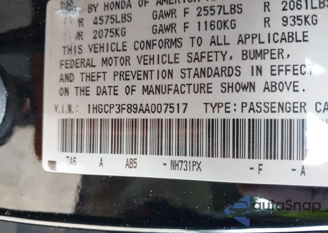 2010 Honda Accord 3.5 Ex-L z USA, uszkodzony, nr VIN 1HGCP3F89AA007517
